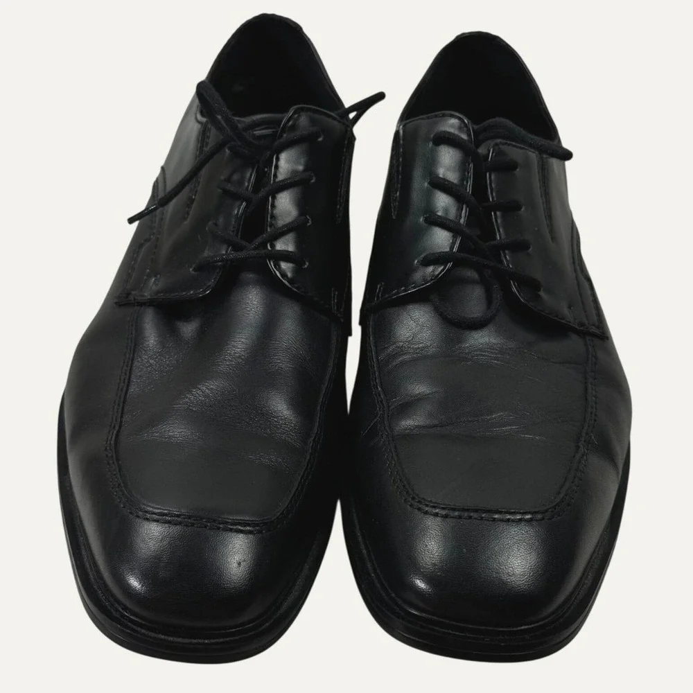 Kenneth Cole Dress Shoes Dice Lace Up B Mens 10.5 Black Leather Apron Toe Oxford